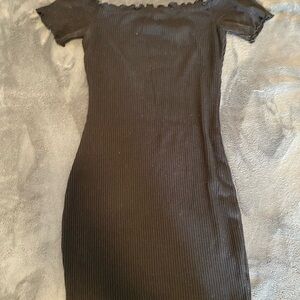 Better Be Black Off-the-Shoulder Sheath Mini Dress
